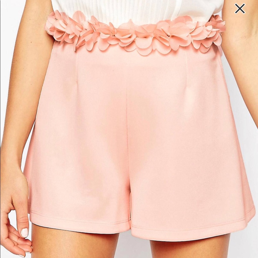 Coral Formal Shorts with 3D floral waist